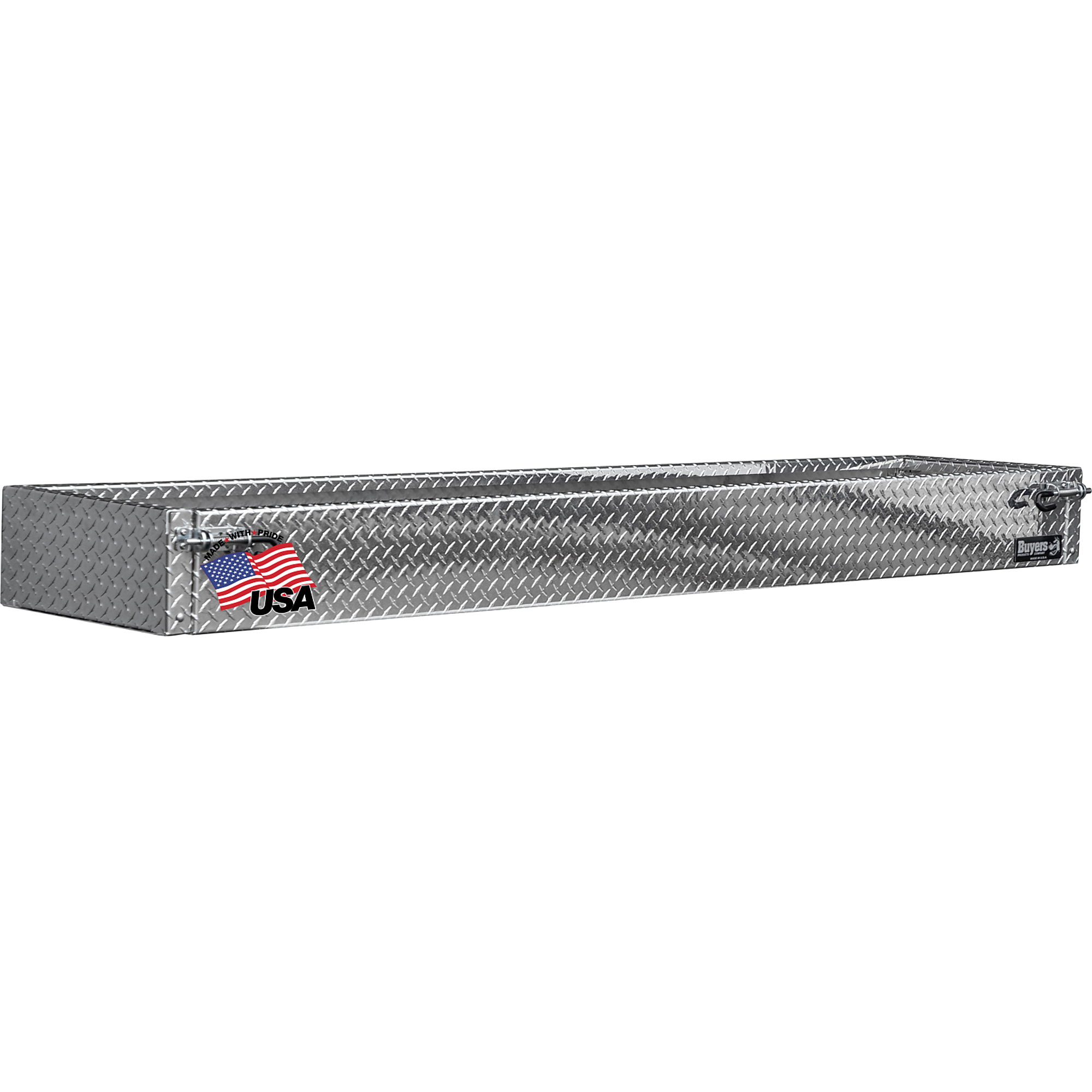 Buyers Products 9.5x16x96 Heavy-Duty Diamond Tread Aluminum Open-Top Cargo Basket With Drop Door ,Model# 1744194